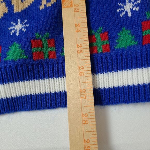 Jolly Sweaters Womens S Blue Holiday Ugly Sweater Christmas Party Reindeer Knit - Picture 8 of 12